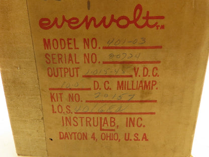 Instrulab 401-03 Evenvolt Voltage Reference Module 1.015-45VDC 10ma Power Supply