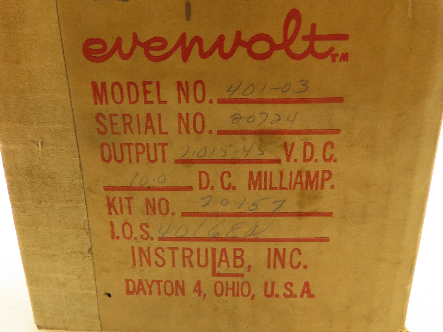 Instrulab 401-03 Evenvolt Voltage Reference Module 1.015-45VDC 10ma Power Supply