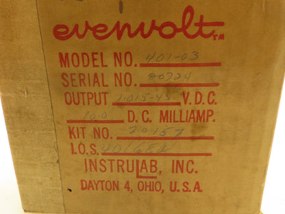 Instrulab 401-03 Evenvolt Voltage Reference Module 1.015-45VDC 10ma Power Supply