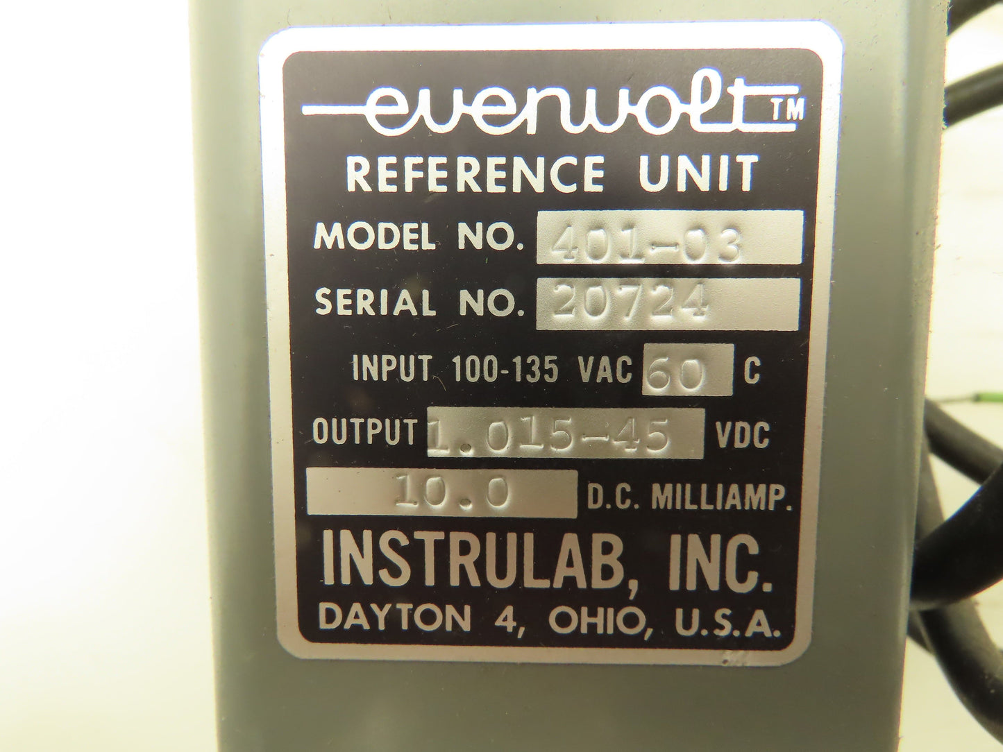 Instrulab 401-03 Evenvolt Voltage Reference Module 1.015-45VDC 10ma Power Supply