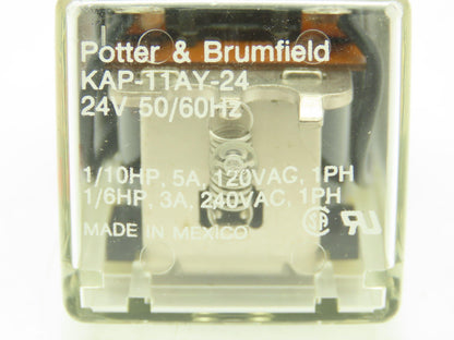 Potter & Brumfield KAP-11AY-24 General Purpose Relay 24V 5A 240VAC 1PH 8-Pin