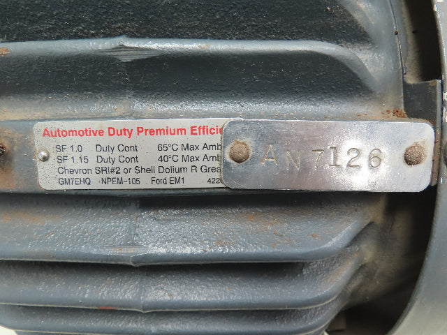 US Electric R734X 3 Hp 890 Rpm 254U7 Frame 460 Volt 3 Phase Motor