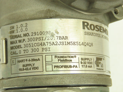 Rosemount 3051CG4A75A2JS1M5E5L4Q4Q8 HART Pressure Transmitter 1" DP Flange Seal