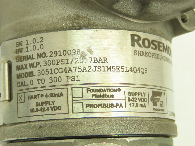 Rosemount 3051CG4A75A2JS1M5E5L4Q4Q8 HART Pressure Transmitter 1" DP Flange Seal