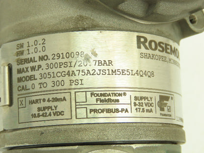 Rosemount 3051CG4A75A2JS1M5E5L4Q4Q8 HART Pressure Transmitter 1" DP Flange Seal
