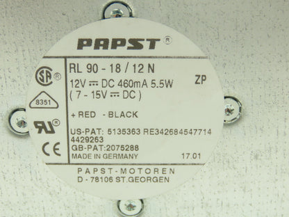 Papst RL 90-18/12 N Centrifugal Ball Bearing Blower Fan DC 12 & 15VDC 460mA 5.5W