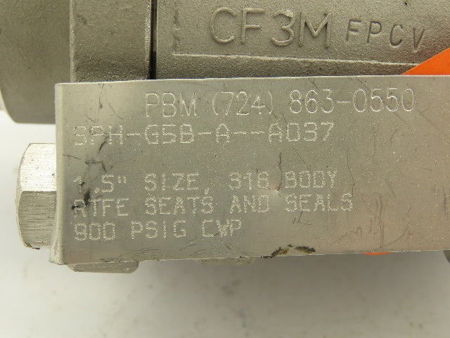 PBM  SPH-G5B-A-A037  316 Stainless Sanitary Ball Valve 1-1/2" Butt Weld 900 PSI