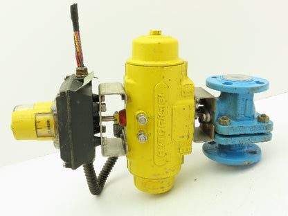 Hytork 131 Pneumatic Spring/Air Actuator 1" Flanged AKH2 Ball Valve FEP Lined