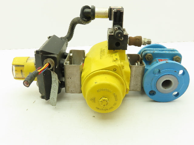 Hytork 131 Pneumatic Spring/Air Actuator 1" Flanged AKH2 Ball Valve FEP Lined