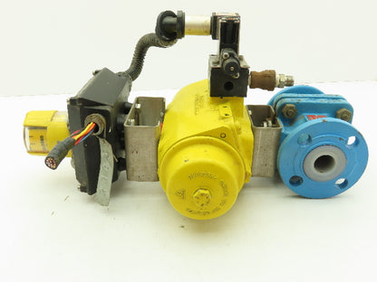 Hytork 131 Pneumatic Spring/Air Actuator 1" Flanged AKH2 Ball Valve FEP Lined