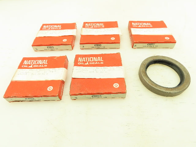 National 450115 Oil Seal 2.125 in Shaft, 2.996 in OD, 0.500 in Width, Lot of 5