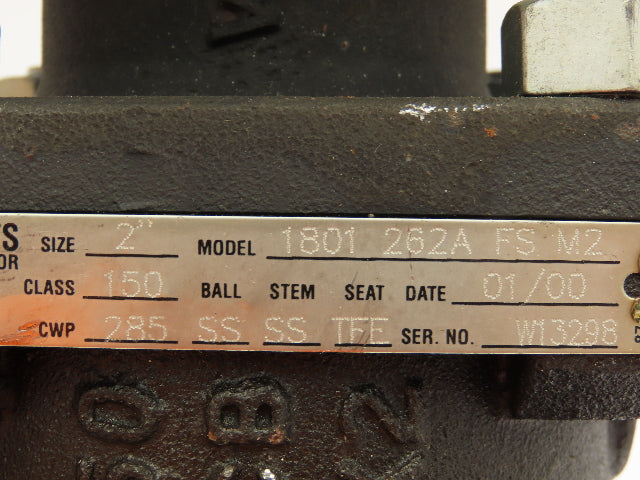 Watts 1801-262A-FS-M2 Steel 2Pc Flanged 2" Ball Valve 150# 285 CWP Full Port