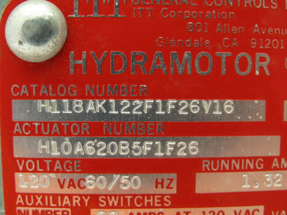 ITT H118AK122F1F26V16 Hydramotor Electric Actuator Shut-Off Valve 2-1/2"NPT 120V