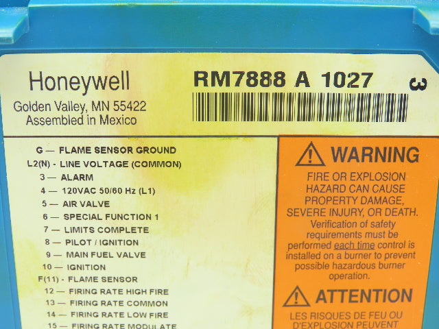 Honeywell RM7888 A 1027 Burner Control Flame Amplifier Automatic Primary Control