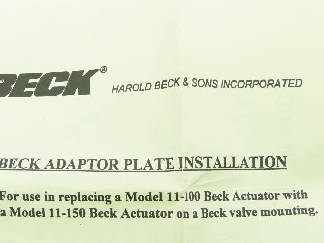 Harold Beck & Sons 20-2811-01 Adaptor Plate Assembly 10-1/8"x 8-3/8"