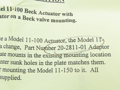 Harold Beck & Sons 20-2811-01 Adaptor Plate Assembly 10-1/8"x 8-3/8"
