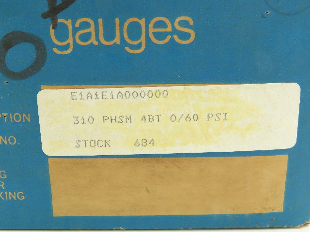 Helicoid 2455 Pressure Gauge 0-60PSI Lower Mount 3.5"Dial Face 1/4"NPT