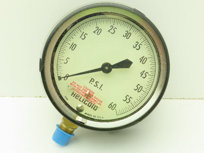 Helicoid 2455 Pressure Gauge 0-60PSI Lower Mount 3.5"Dial Face 1/4"NPT