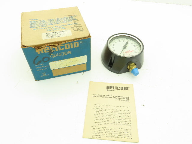 Helicoid 2455 Pressure Gauge 0-60PSI Lower Mount 3.5"Dial Face 1/4"NPT