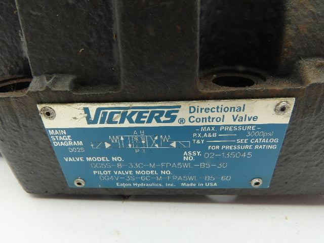 Vickers DG5S-8-33C-M-FPA5WL-B5-30 Hydraulic Directional Control Solenoid Valve