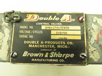 Double A QM6-175-TCWCH Hydraulic Solenoid Control Valve 220V