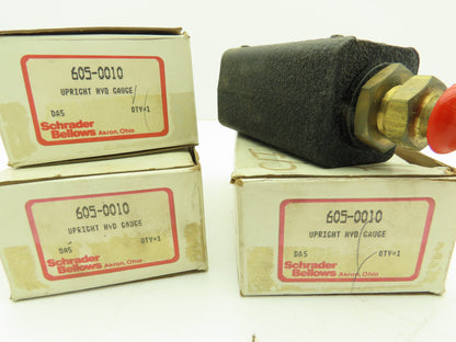 Schrader 605-0010 Upright Hydraulic Gauge Vertical Scale 100-500PSI LOT OF 3