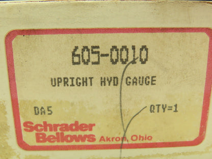 Schrader 605-0010 Upright Hydraulic Gauge Vertical Scale 100-500PSI LOT OF 3