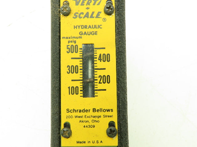 Schrader 605-0010 Upright Hydraulic Gauge Vertical Scale 100-500PSI LOT OF 3