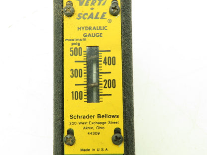 Schrader 605-0010 Upright Hydraulic Gauge Vertical Scale 100-500PSI LOT OF 3