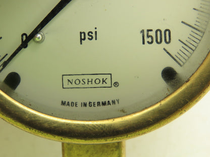 Noshok Liquid Filled Pressure Gauge 0-1500PSI 1/4"NPT 2-1/2"Dial Face