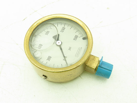 Noshok Liquid Filled Pressure Gauge 0-1500PSI 1/4"NPT 2-1/2"Dial Face
