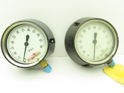 Helicoid E1A1E1A000000 Pressure Gauge 0-60PSI 1/4"NPT L-Mount 3.5"Face LOT OF 2