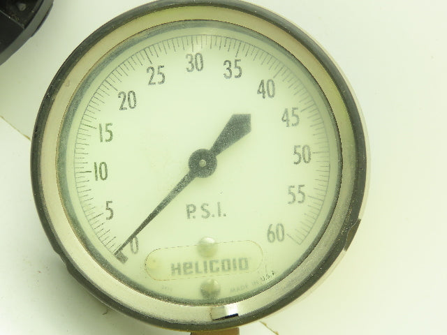 Helicoid E1A1E1A000000 Pressure Gauge 0-60PSI 1/4"NPT L-Mount 3.5"Face LOT OF 2