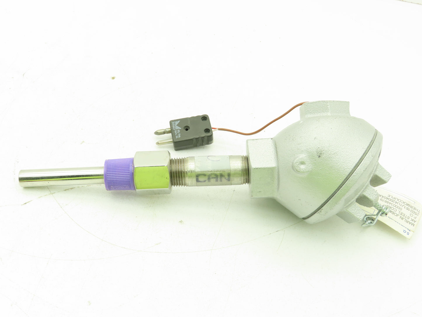 Marlin MFG M-112035-06 Type J Thermocouple Head & 4-1/4"L x 1/2"OD SS Probe Assy
