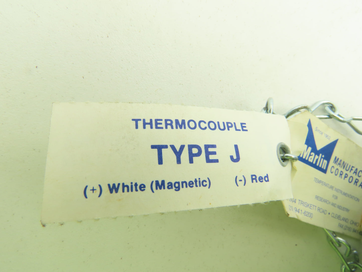 Marlin MFG M-112035-06 Type J Thermocouple Head & 4-1/4"L x 1/2"OD SS Probe Assy