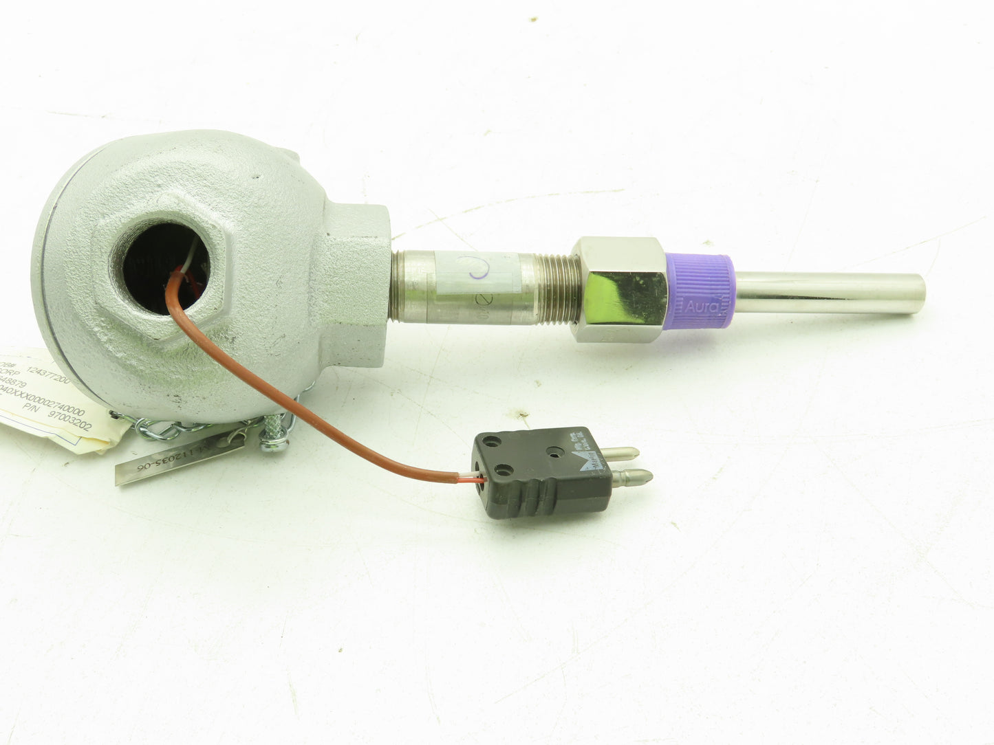 Marlin MFG M-112035-06 Type J Thermocouple Head & 4-1/4"L x 1/2"OD SS Probe Assy