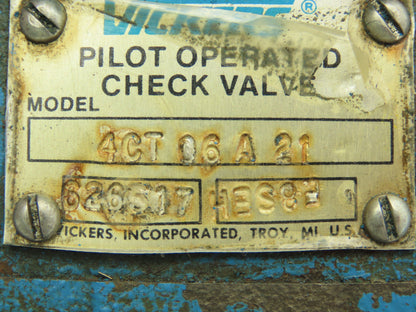 Vickers 4CT-06-A-21 Hydraulic Check Valve 30 GPM 3000 PSI 3/4" NPT