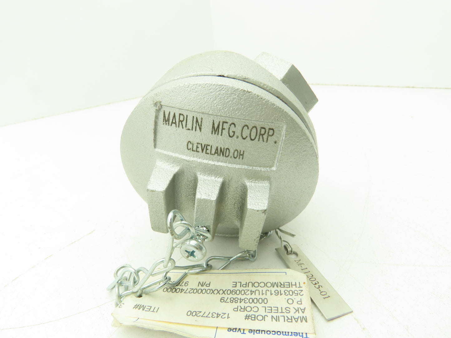 Marlin MFG M-112035-01 Type J Thermocouple Head & 9-1/4"L x 1/2"OD SS Probe Assy