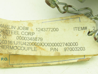 Marlin MFG M-112035-03 Type J Thermocouple Head & 6-1/4"L x 1/2"OD SS Probe Assy