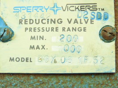 Vickers DGX-06-1F-52 Hydraulic Pressure Reducing Stack Valve 200-1000 PSI