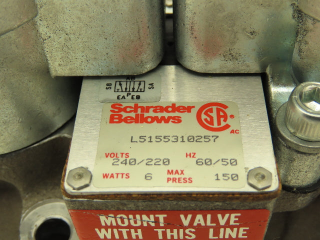 Schrader Bellows L5155310257 Pneumatic Directional Solenoid Valve 220/240V