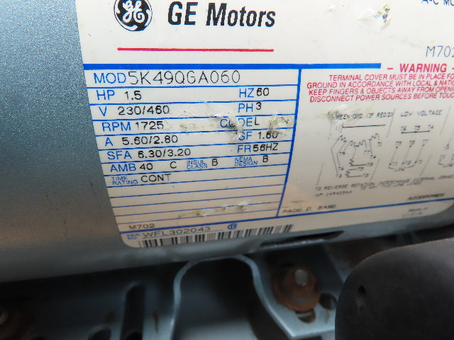 Gast Dry Sprinkler System Oilless Air Compressor 3Ph 1.5Hp 230/460v 50psi 40 Gal