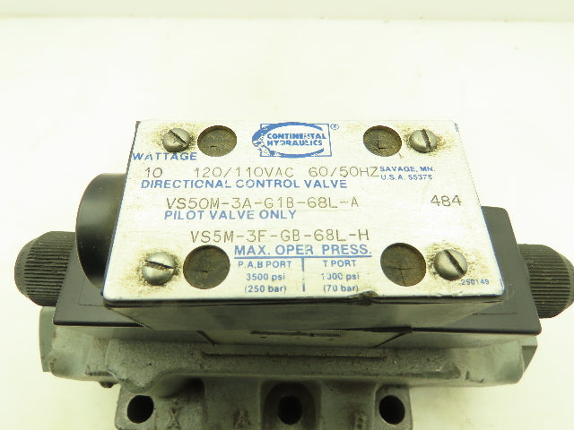 Continental VS50M-3A Hydraulic Directional Control Solenoid Valve 120V
