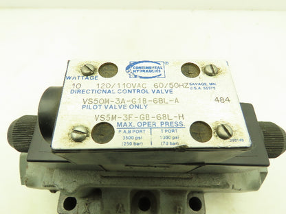 Continental VS50M-3A Hydraulic Directional Control Solenoid Valve 120V