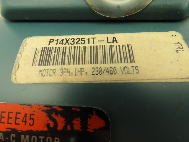 Reliance Duty Master P14X3251T-LA 1 Hp FJ143 Frame 230/460v 3ph Electric Motor