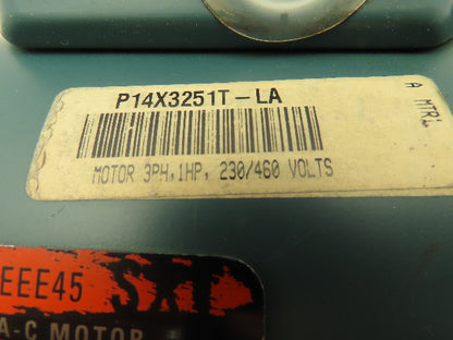 Reliance Duty Master P14X3251T-LA 1 Hp FJ143 Frame 230/460v 3ph Electric Motor