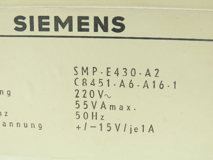 Siemens SMP-E430-A2 Communication Module Power Supply Chassis 15V DC Output
