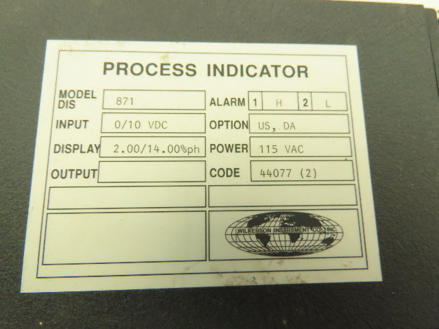 Wilkerson 871  DC Input Process Indicator 0/10VDC 3.5 Digit LED Display LOT OF 2