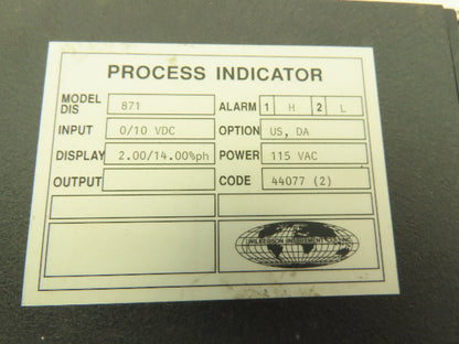 Wilkerson 871  DC Input Process Indicator 0/10VDC 3.5 Digit LED Display LOT OF 2