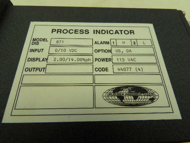 Wilkerson 871  DC Input Process Indicator 0/10VDC 3.5 Digit LED Display